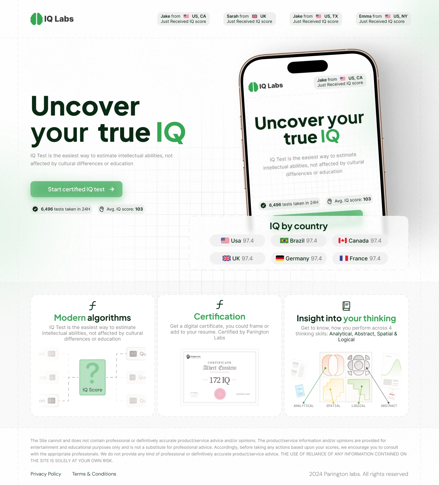 IQ Test project screenshot